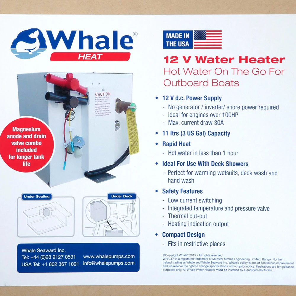 Whale S360EW Electric Water Heater 11L 12V - Image 3